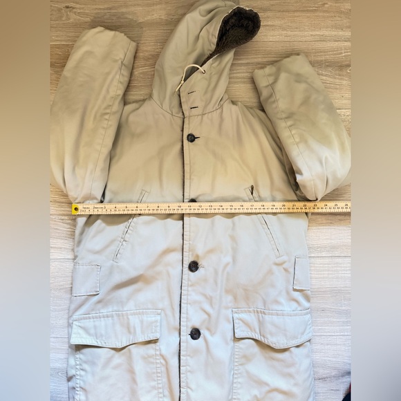 Vintage Glemot Deep Pile Fleece Lined Parka Coat Beige Hooded Size 40 - Picture 11 of 11